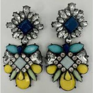Anthropologie Estrellado Crystal Cluster Drop Earrings Huge Statement Runway